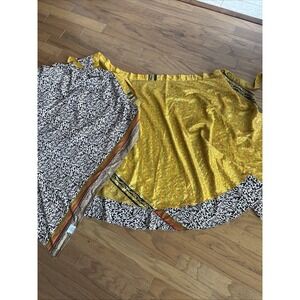 Gold Earthbound Trading Co Brown Upcycled Sari Sarong Indian Silk Wrap Skirt3723